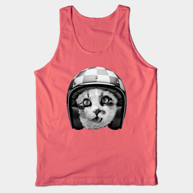 Biker Cat Tank Top by wamtees